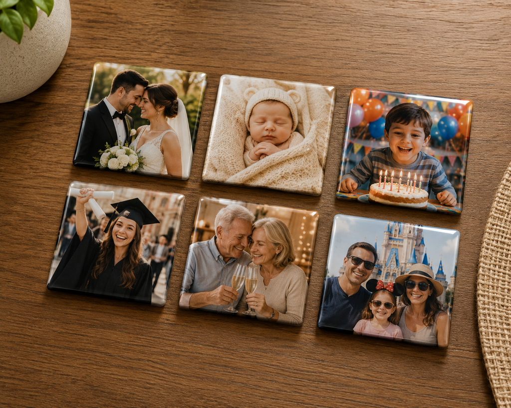 Six Custom Magnets 3 x 3 Inches