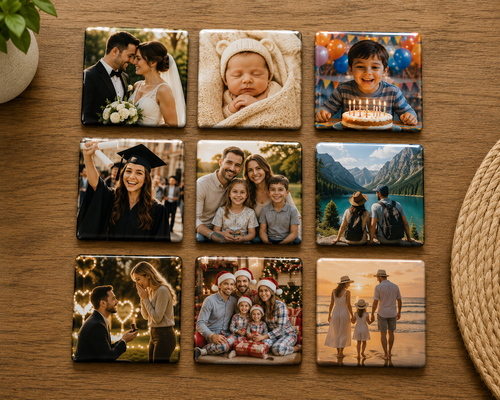 Nine Custom Magnets 3 x 3 Inches