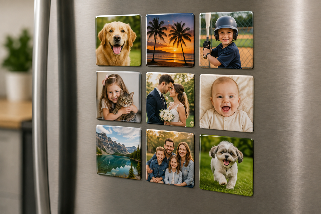 Nine Custom Magnets 3 x 3 Inches