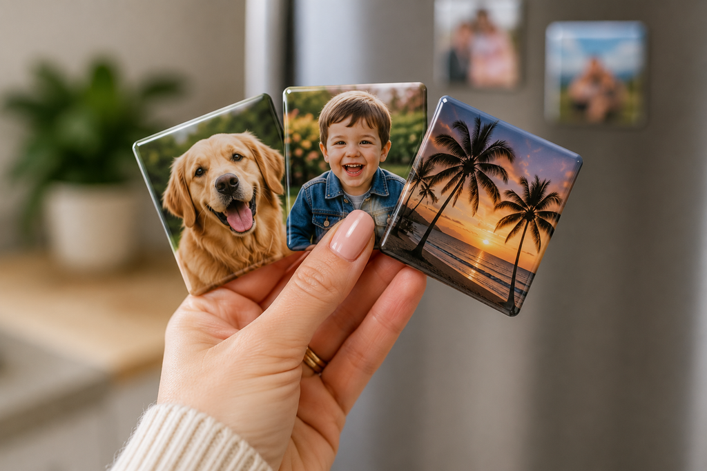Three Custom Magnets 3 x 3 Inches